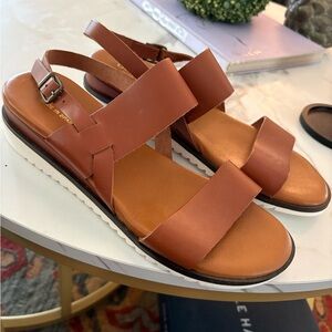Women's Brown Strappy Leather Slingback Sandals